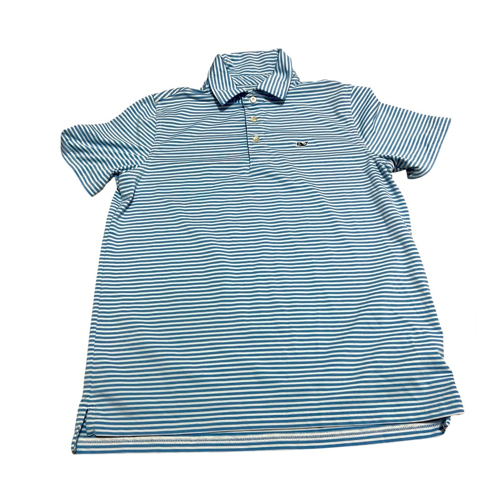 💙Vineyard Youth size Large,  Blue Striped Polo Shirt